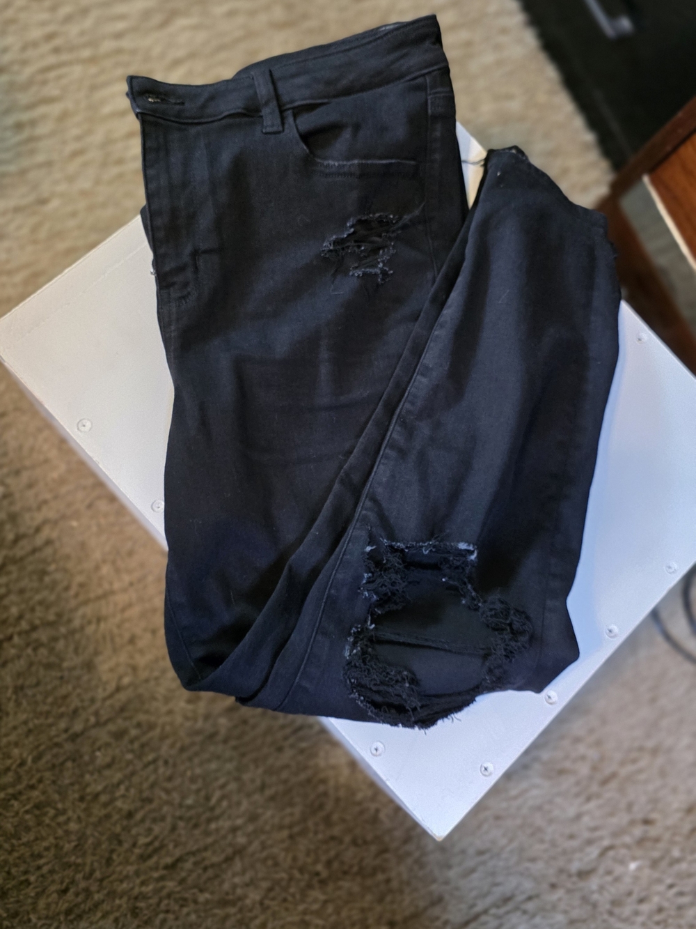 American Eagle Outfitters Black Skinny Ripped Jeans